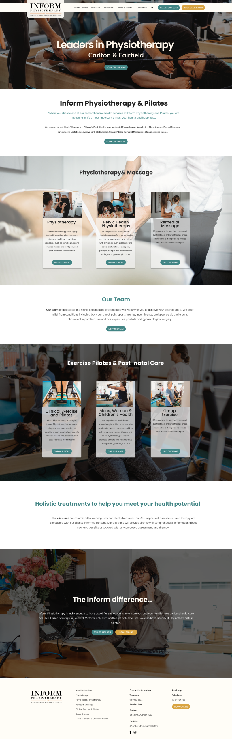 Inform Physiotherapy website design