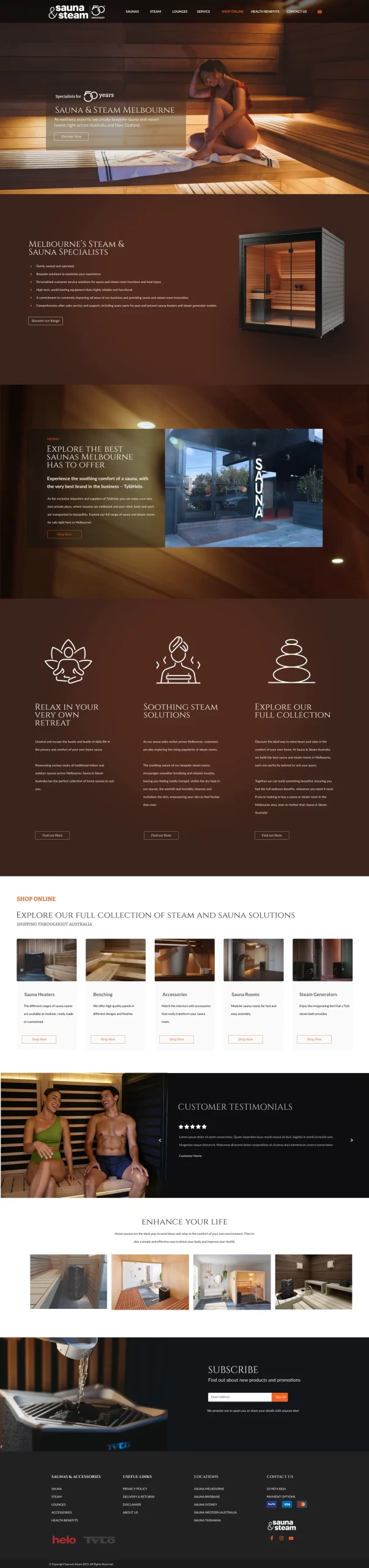 Sauna & Steam website design