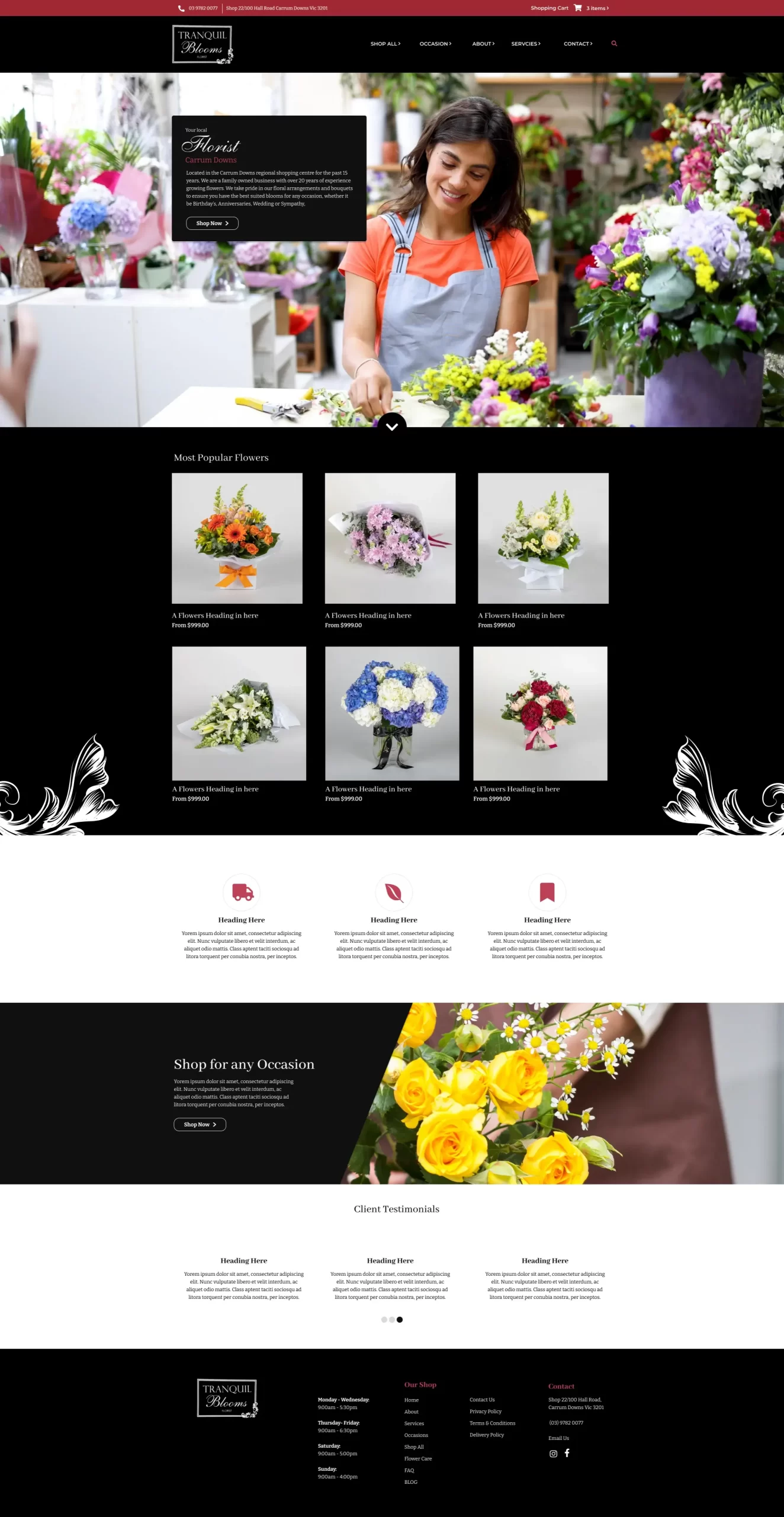 Tranquil Blooms website design