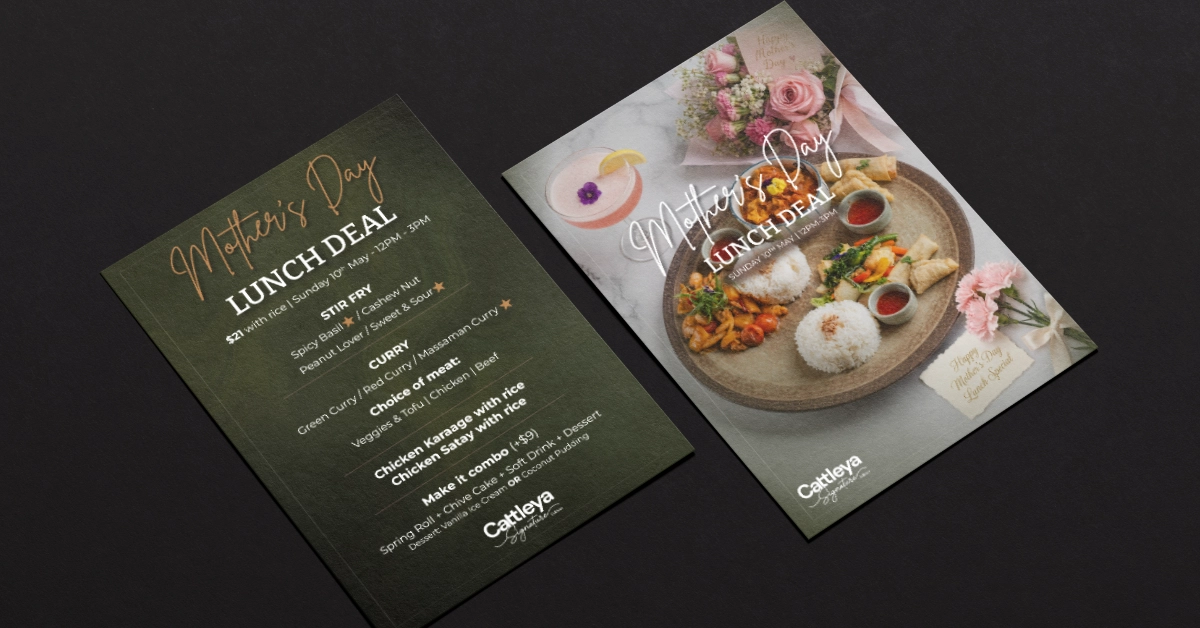 A5 Brochure Design for Cattleya Signature Thai Restaurant Ballarat