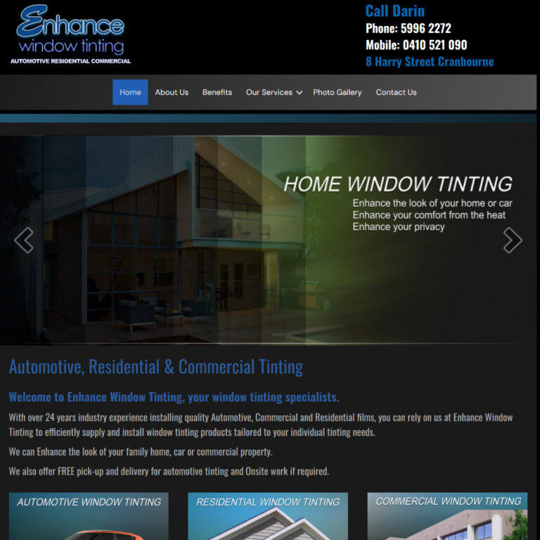 website design for enhance window tint